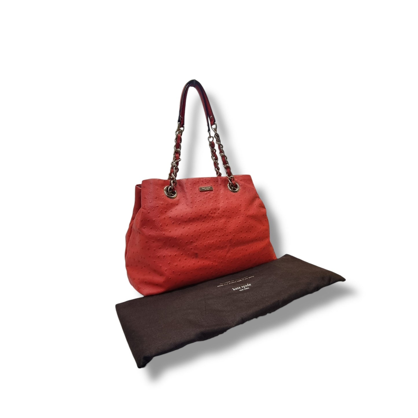 Kate Spade Victoria Falls Maryanne Ostrich Embossed Leather Ghw (Red Coral)