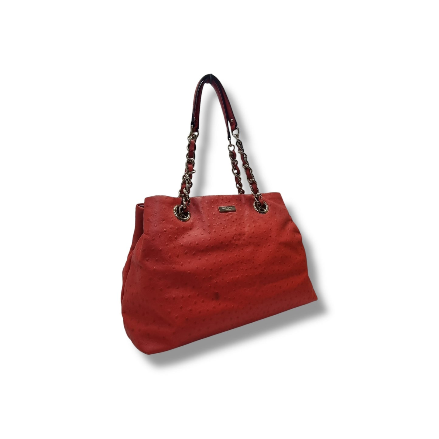 Kate Spade Victoria Falls Maryanne Ostrich Embossed Leather Ghw (Red Coral)