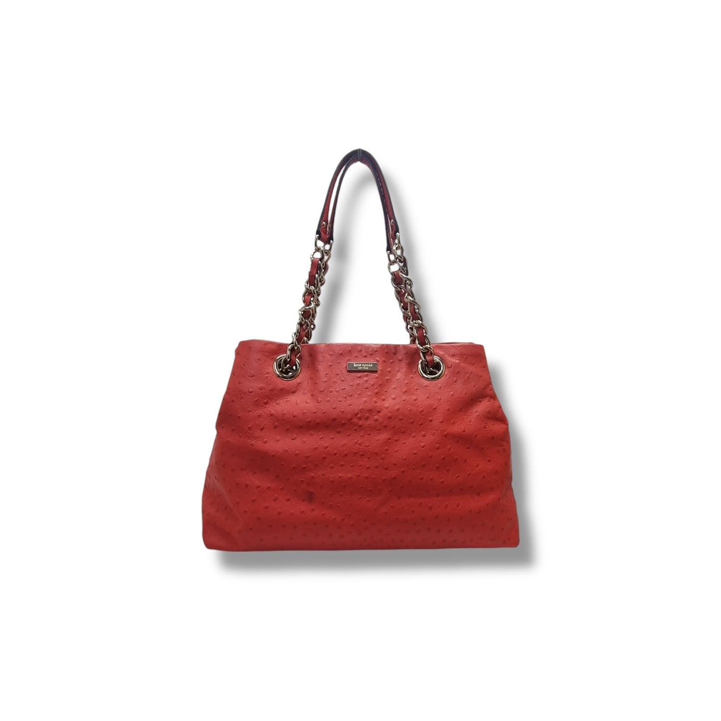 Kate Spade Victoria Falls Maryanne Ostrich Embossed Leather Ghw (Red Coral)