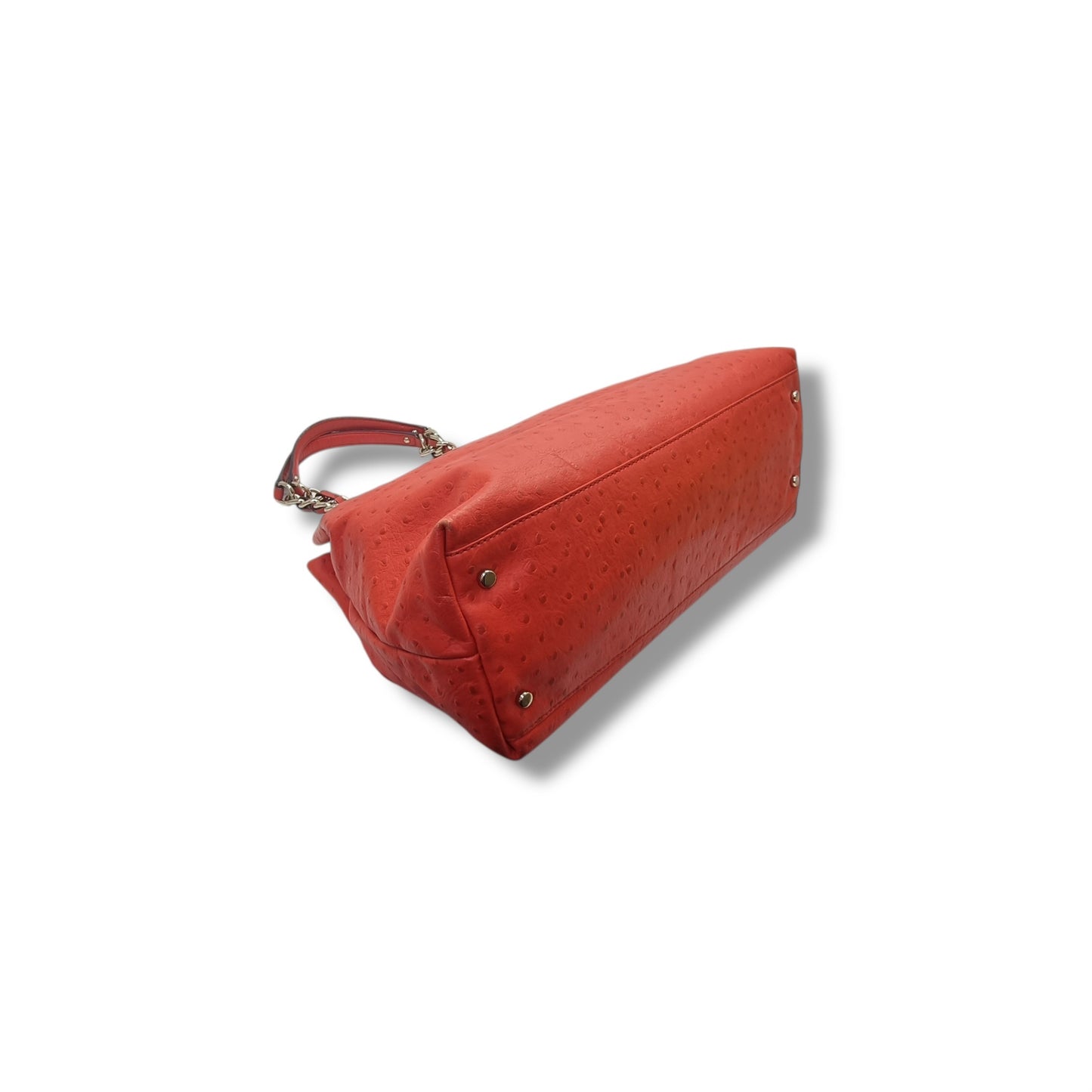 Kate Spade Victoria Falls Maryanne Ostrich Embossed Leather Ghw (Red Coral)