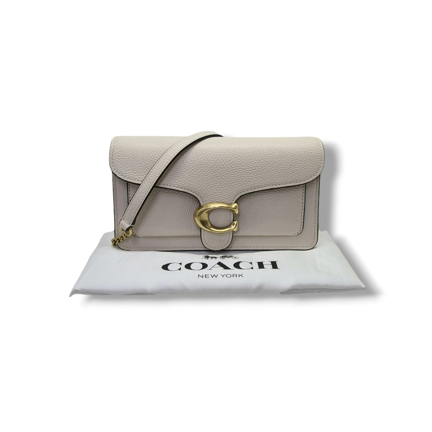 Coach Tabby Chain Clutch Pebbled Leather Ghw (Chalk)