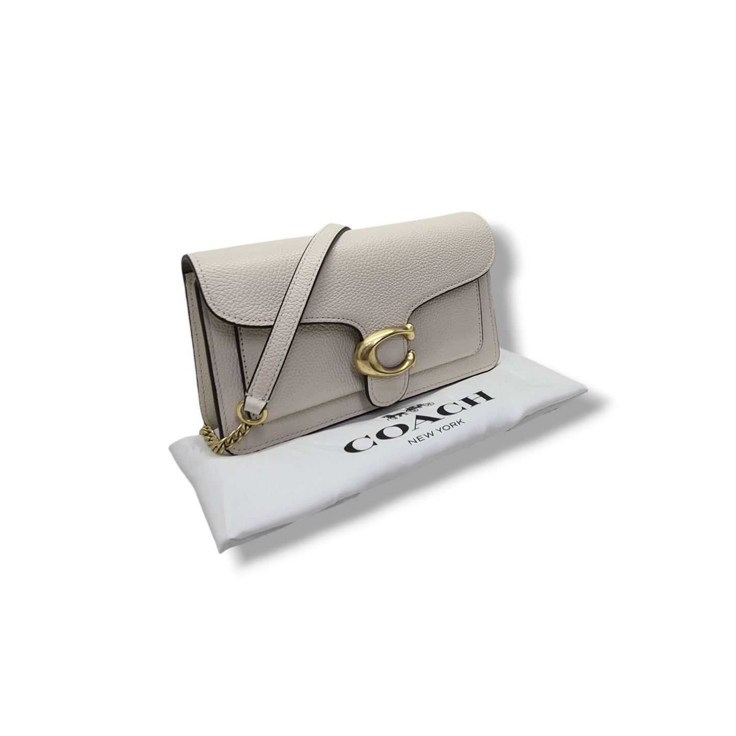 Coach Tabby Chain Clutch Pebbled Leather Ghw (Chalk)