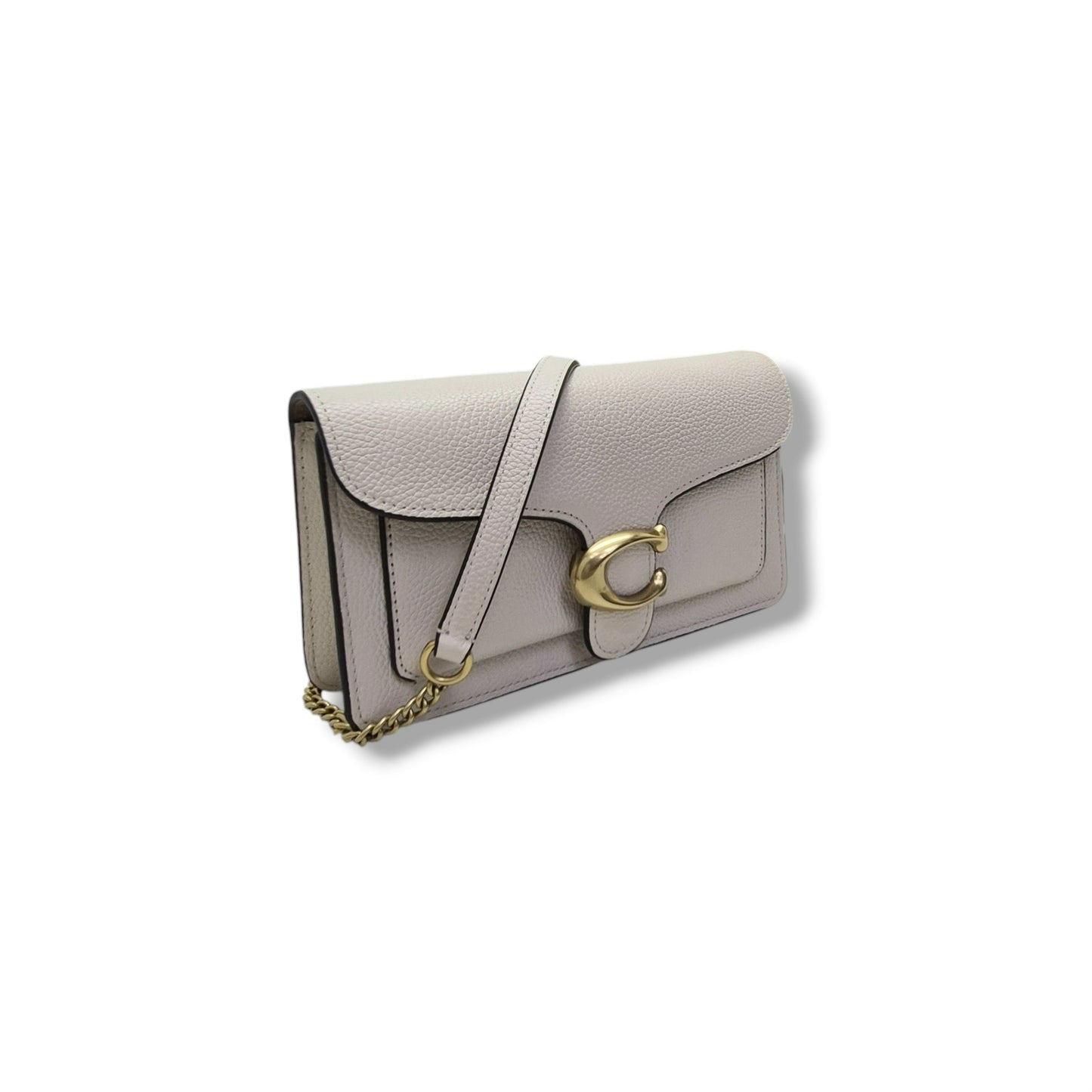 Coach Tabby Chain Clutch Pebbled Leather Ghw (Chalk)