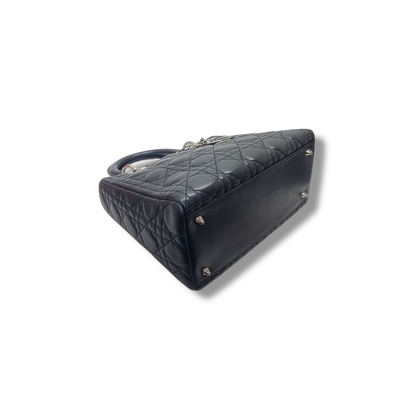 Christian Dior Lady Dior Medium Cannage Lambskin Shw (Black)