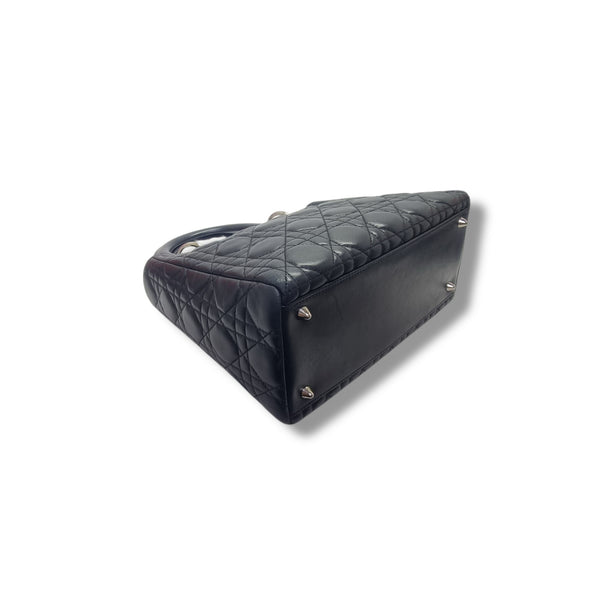Christian Dior Lady Dior Medium Cannage Lambskin Shw (Black)