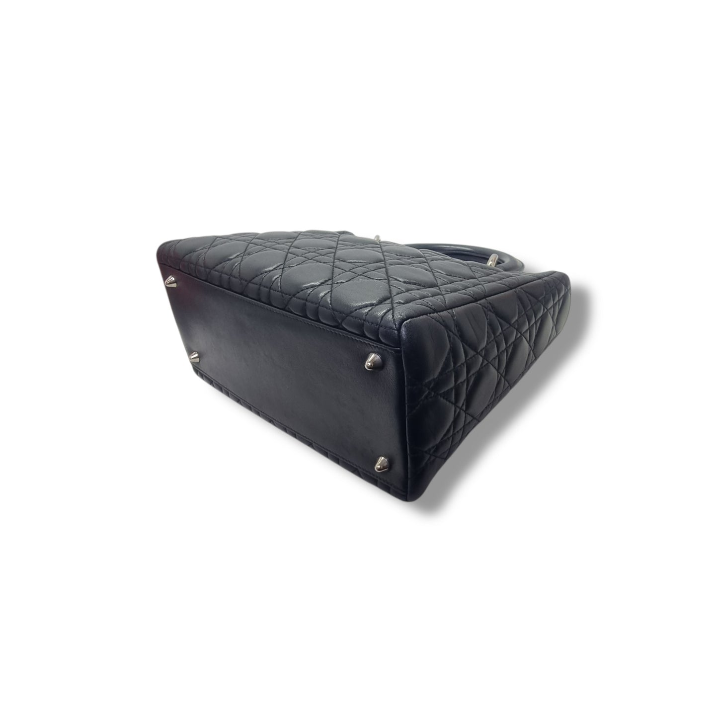 Christian Dior Lady Dior Medium Cannage Lambskin Shw (Black)