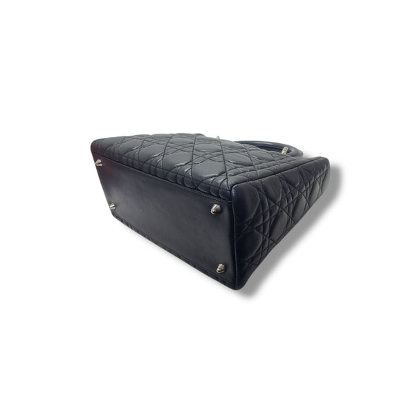 Christian Dior Lady Dior Medium Cannage Lambskin Shw (Black)
