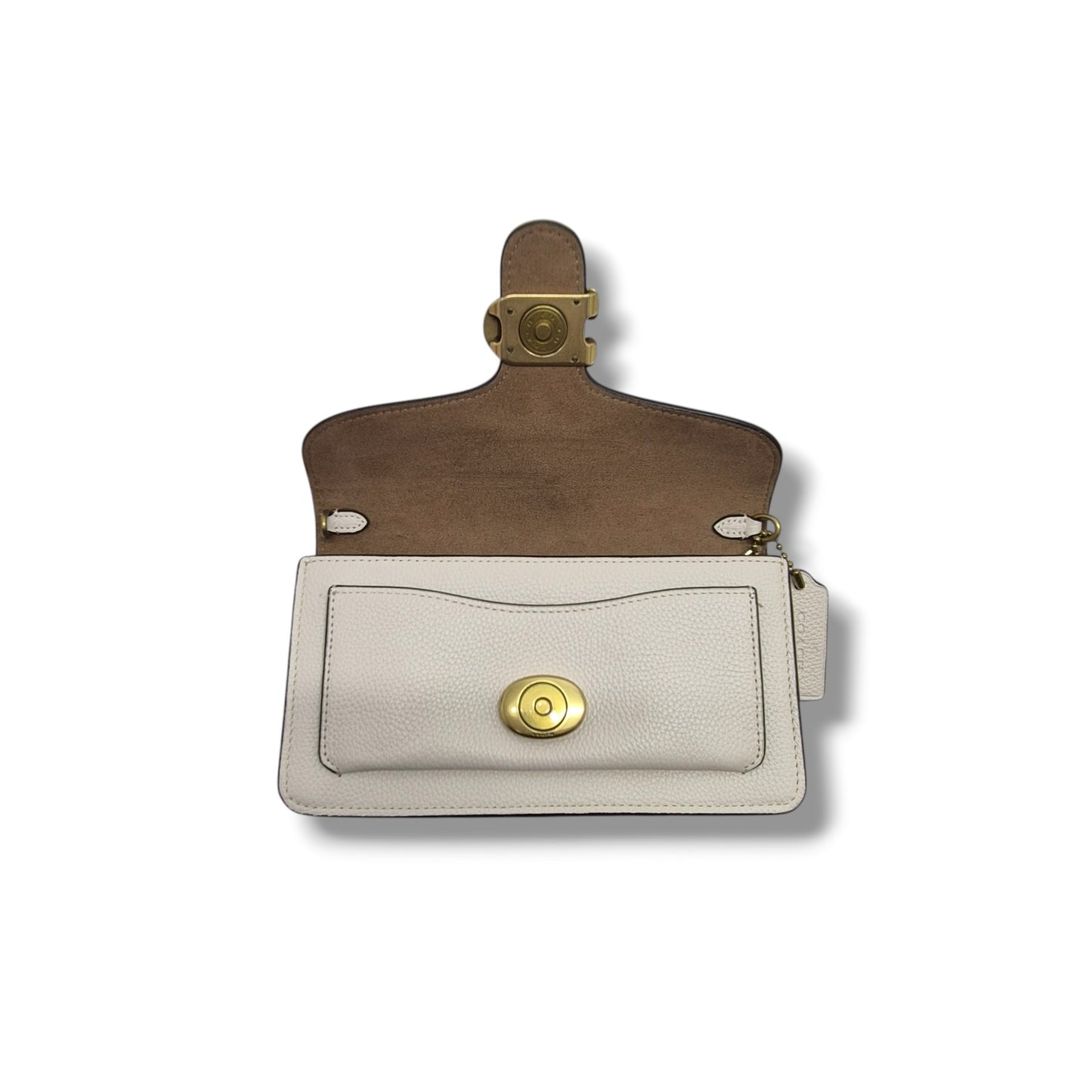Coach Tabby Chain Clutch Pebbled Leather Ghw (Chalk)