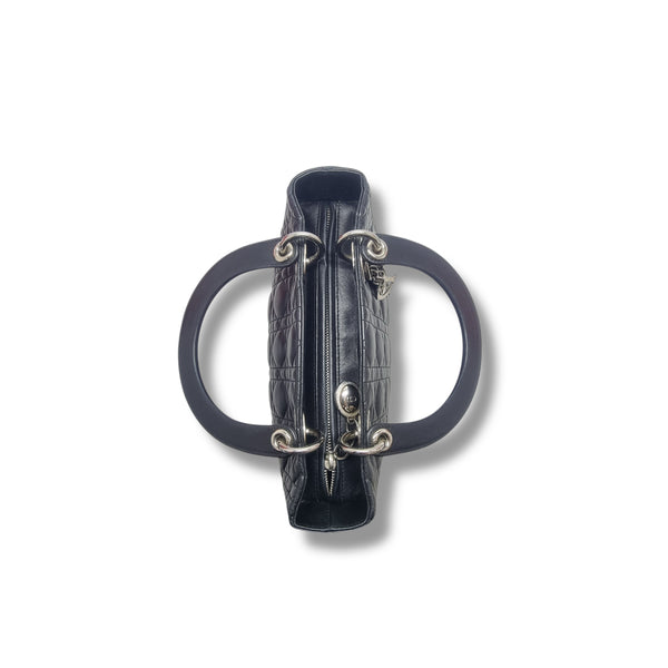Christian Dior Lady Dior Medium Cannage Lambskin Shw (Black)