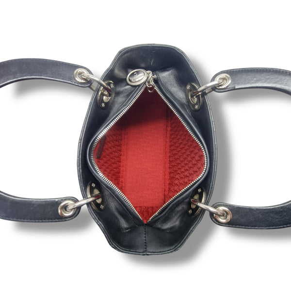 Christian Dior Lady Dior Medium Cannage Lambskin Shw (Black)