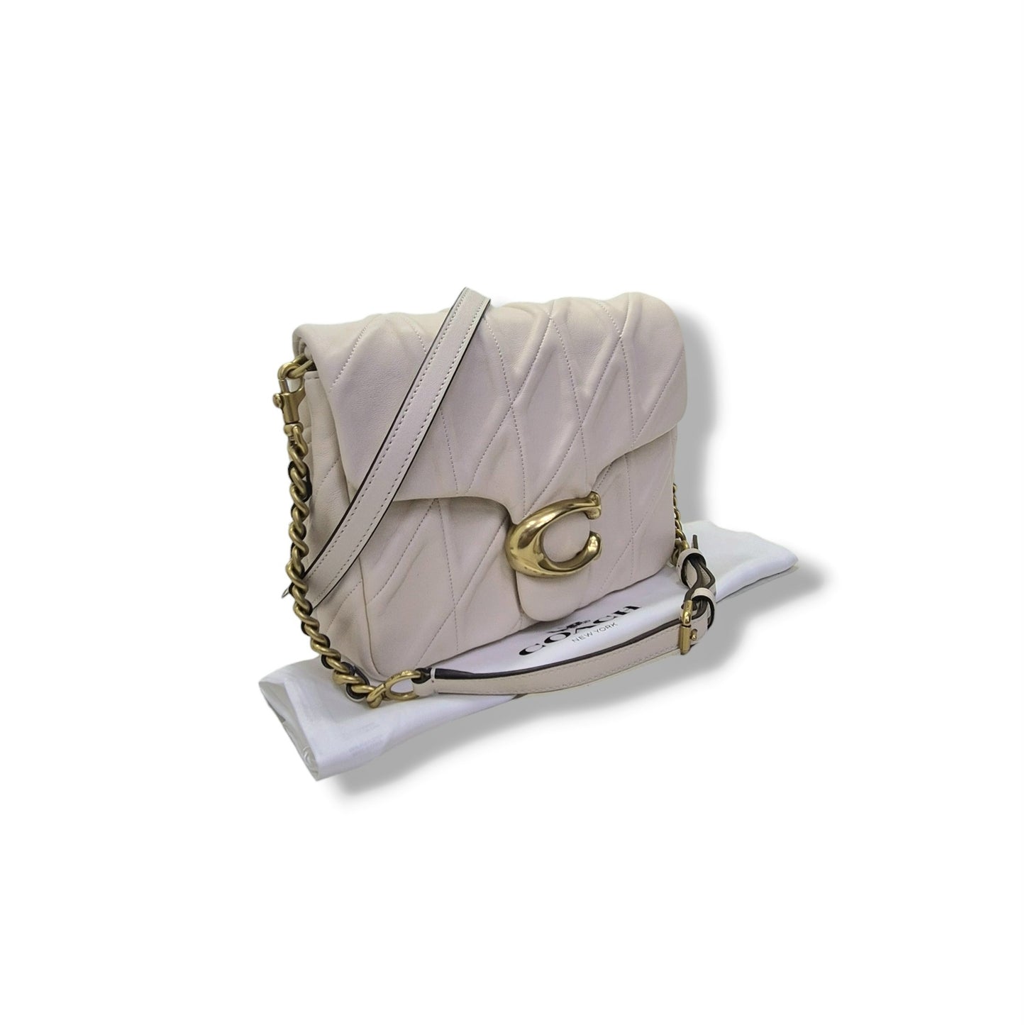 Coach Times Square Tabby W/Quilted Leather Crossbody (White)