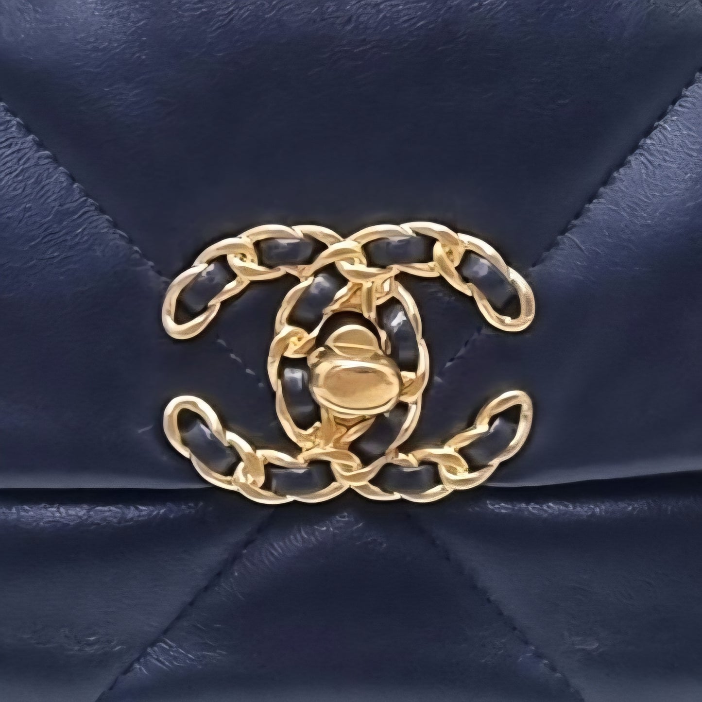 Chanel C19 Small Flap Goatskin 3 Tone Hw (Navy Blue)