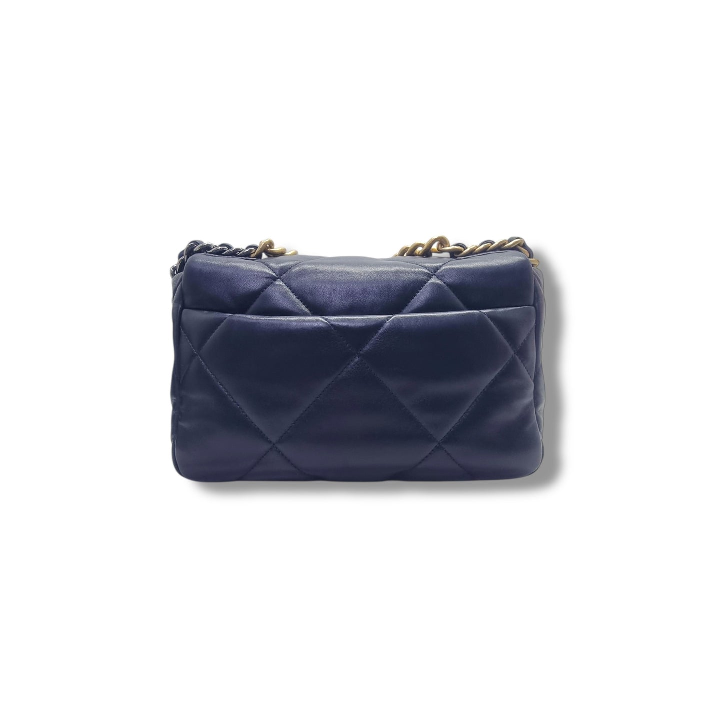 Chanel C19 Small Flap Goatskin 3 Tone Hw (Navy Blue)