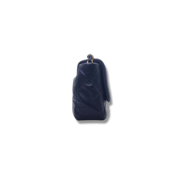 Chanel C19 Small Flap Goatskin 3 Tone Hw (Navy Blue)