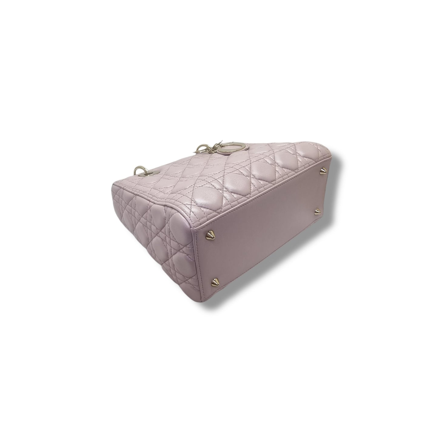 Christian Dior Lady Dior Medium Cannage Lambskin Ghw (Pearlescent Pink)