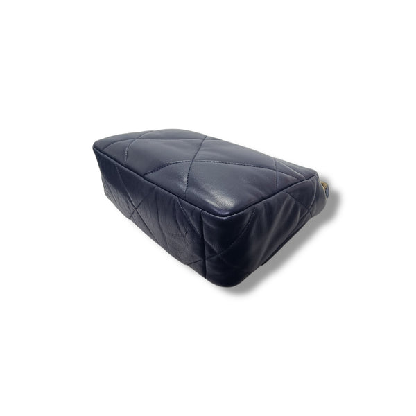 Chanel C19 Small Flap Goatskin 3 Tone Hw (Navy Blue)