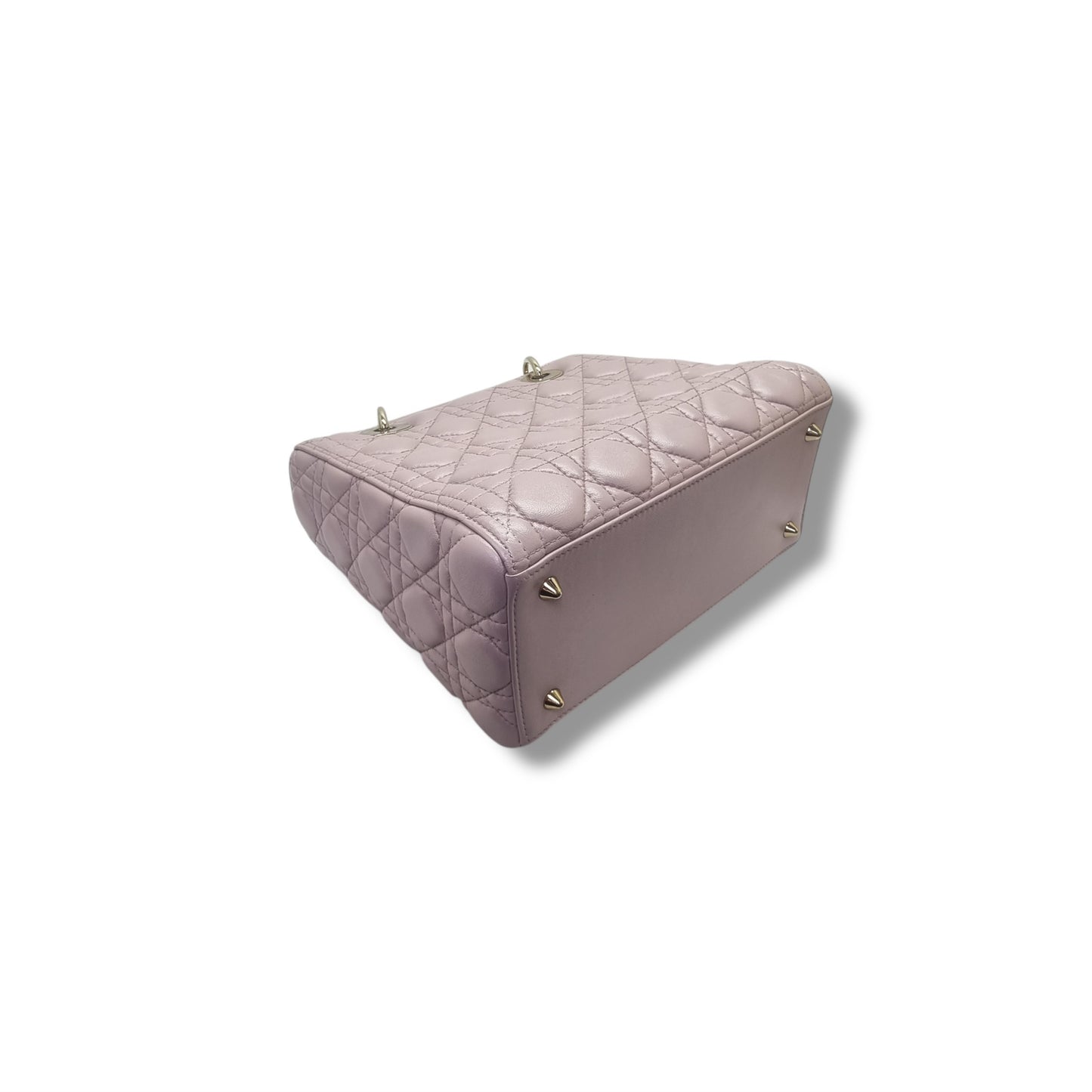 Christian Dior Lady Dior Medium Cannage Lambskin Ghw (Pearlescent Pink)