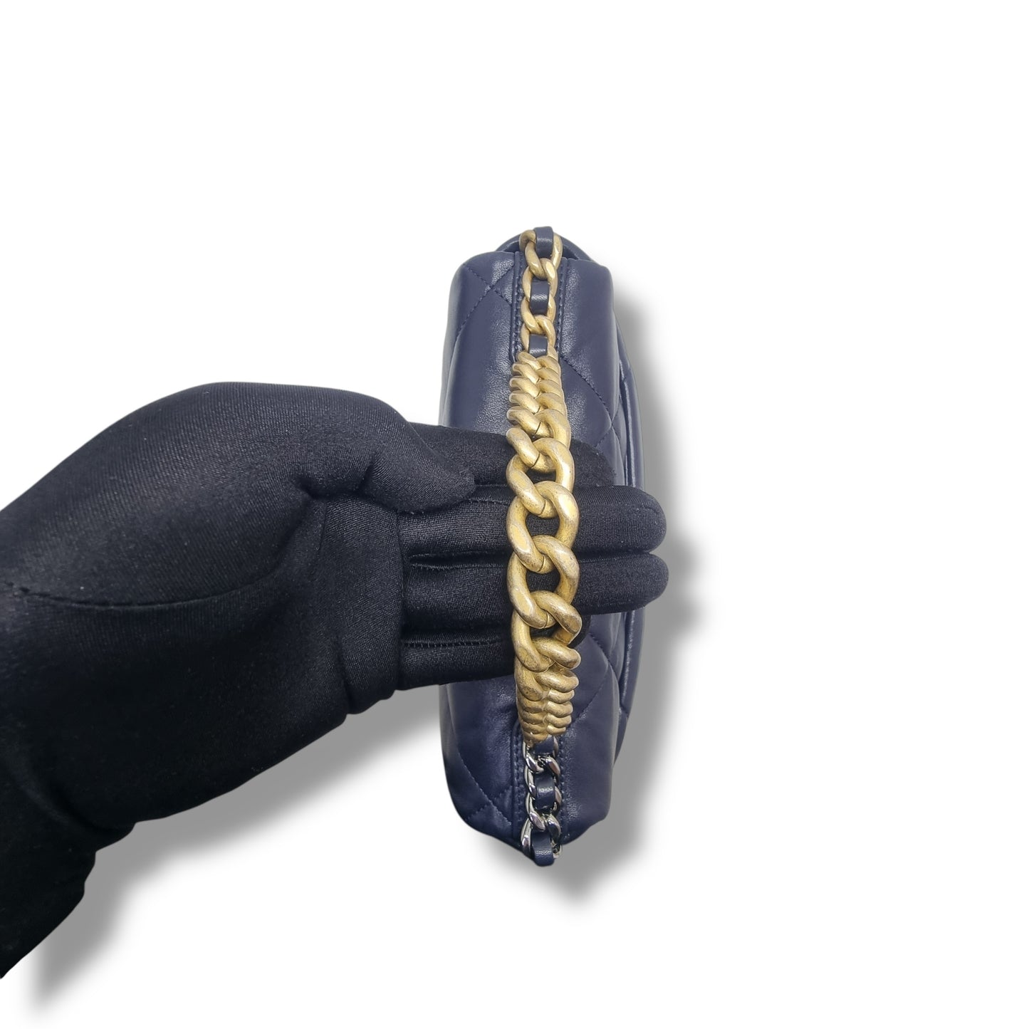 Chanel C19 Small Flap Goatskin 3 Tone Hw (Navy Blue)