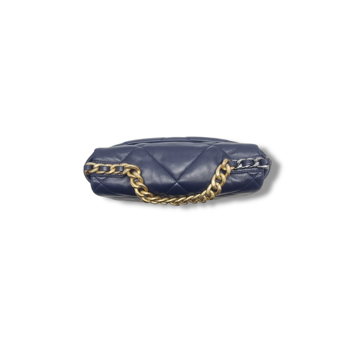 Chanel C19 Small Flap Goatskin 3 Tone Hw (Navy Blue)
