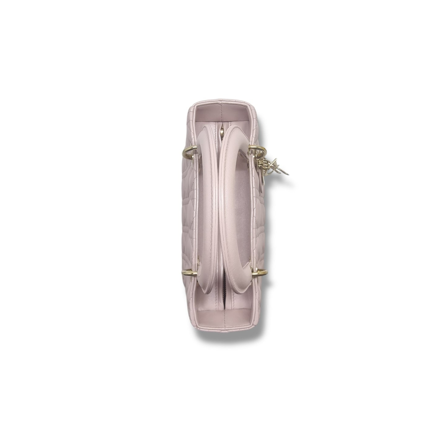 Christian Dior Lady Dior Medium Cannage Lambskin Ghw (Pearlescent Pink)