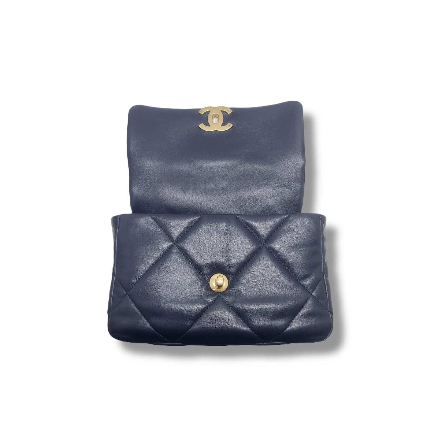 Chanel C19 Small Flap Goatskin 3 Tone Hw (Navy Blue)
