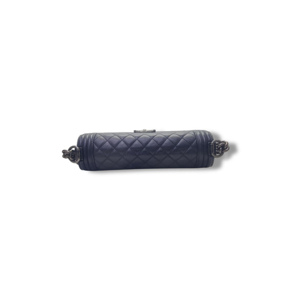 Chanel Boy Old Medium Calfskin Ruthenium Hw (Black)