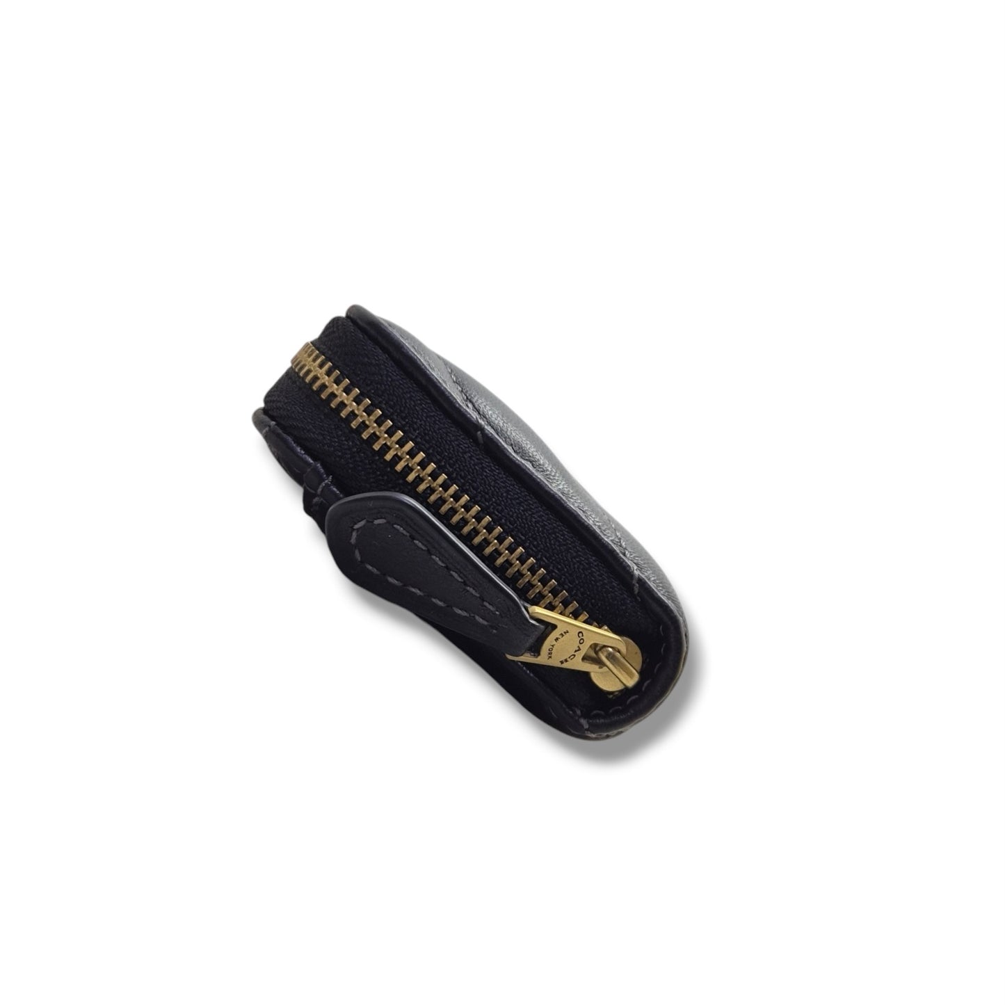 Coach Essential Small Zip Around Card Case With Quilting Ghw (Black)