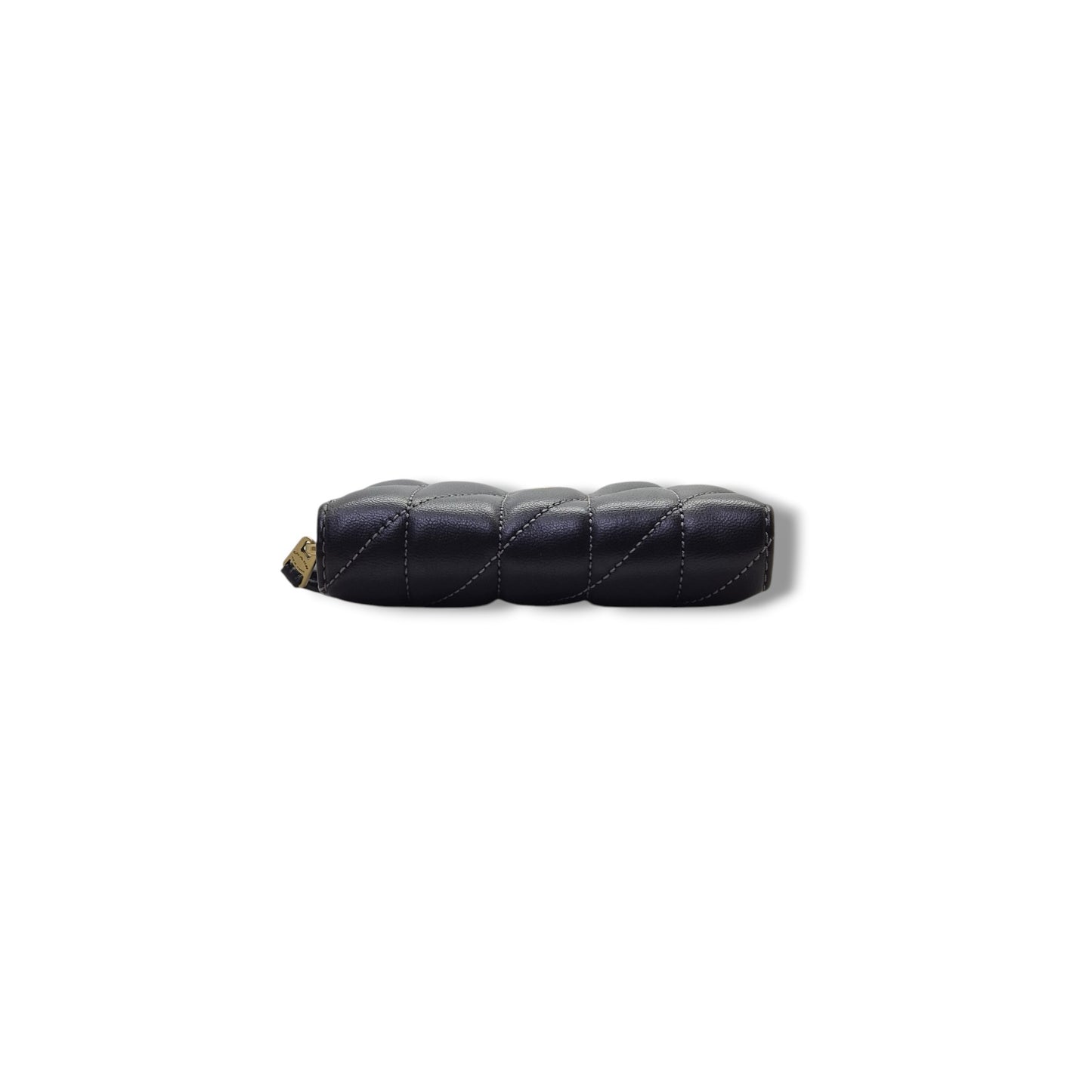 Coach Essential Small Zip Around Card Case With Quilting Ghw (Black)
