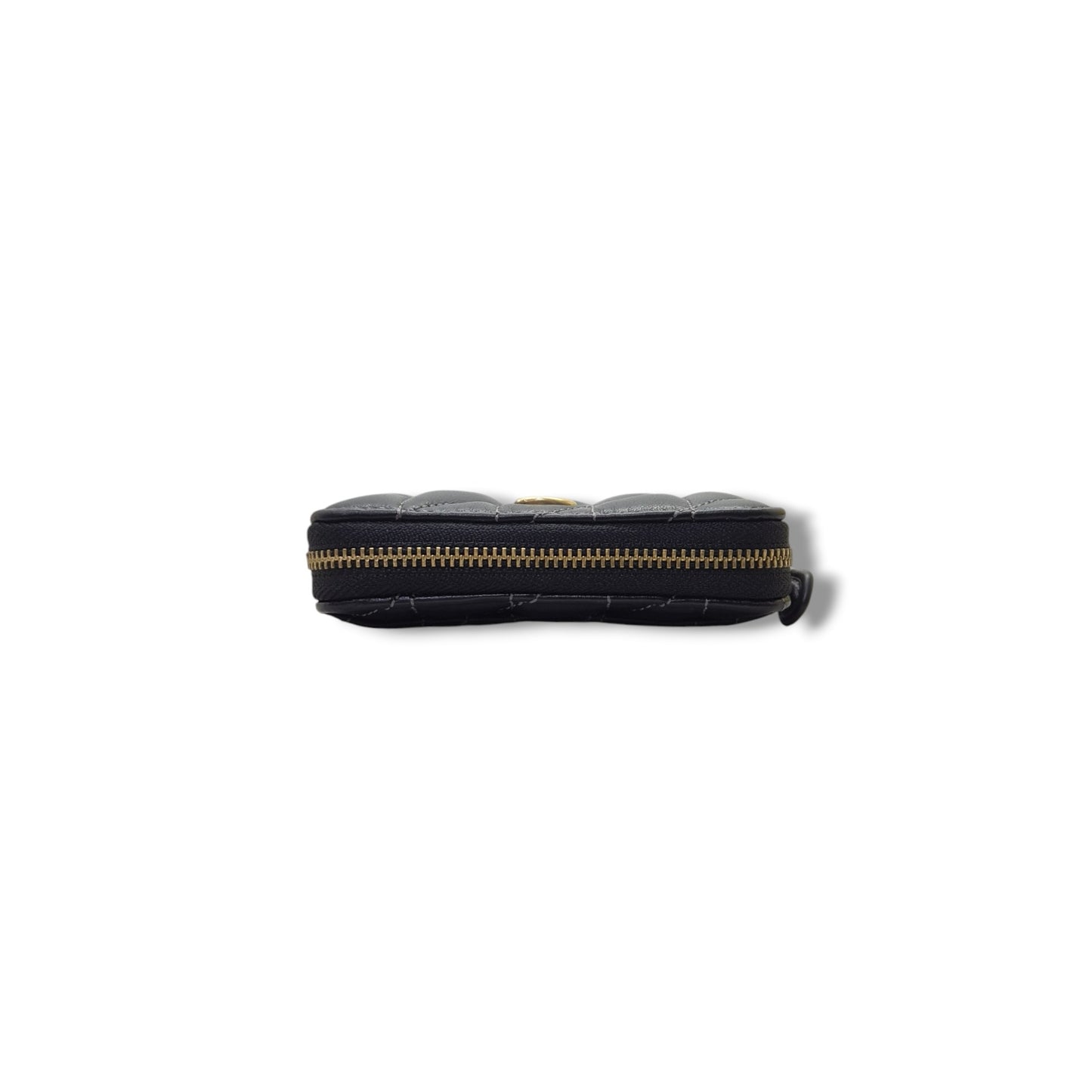 Coach Essential Small Zip Around Card Case With Quilting Ghw (Black)
