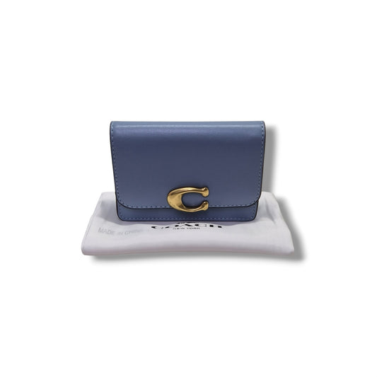 Coach Bandit Leather Card Case Leather Ghw (Blue)