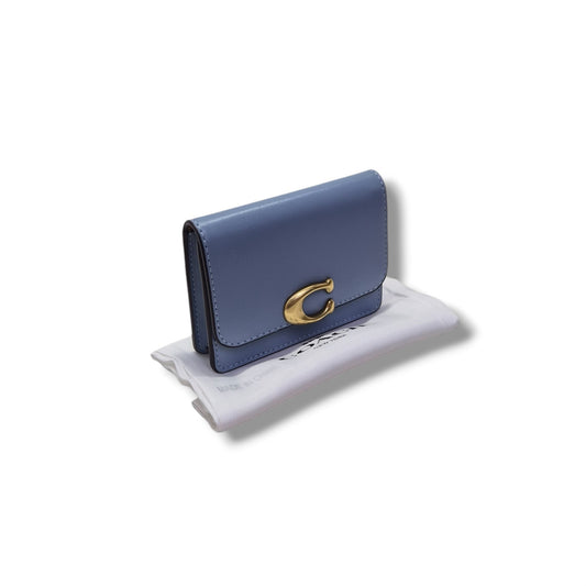 Coach Bandit Leather Card Case Leather Ghw (Blue)