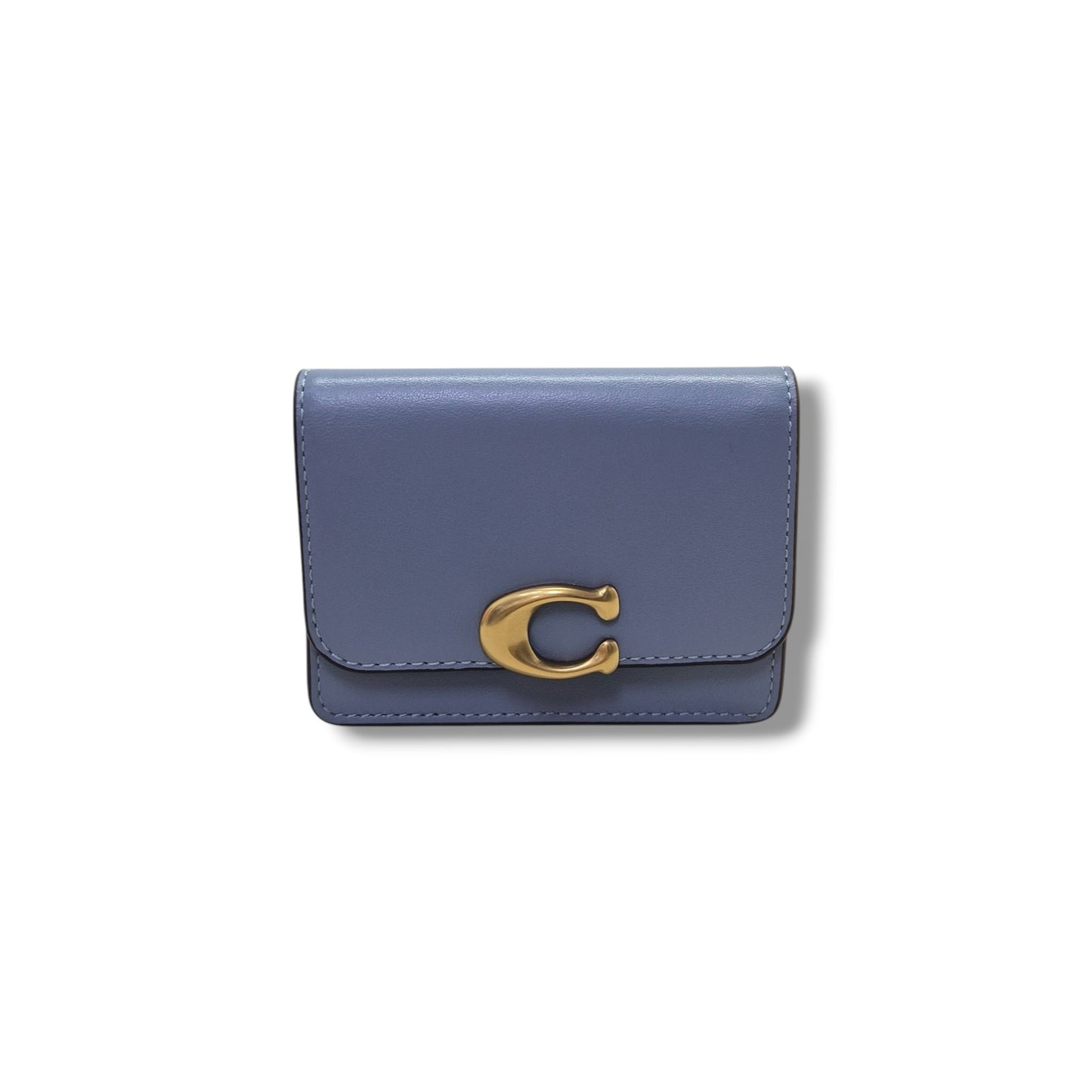 Coach Bandit Leather Card Case Leather Ghw (Blue)