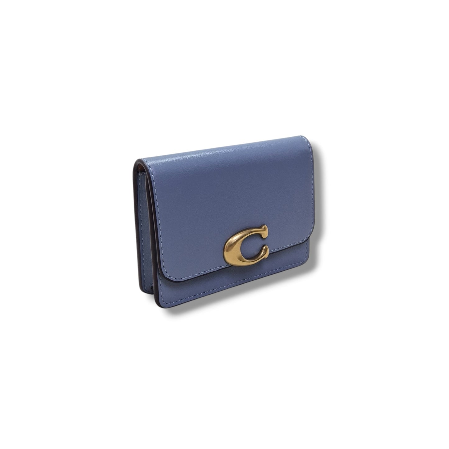 Coach Bandit Leather Card Case Leather Ghw (Blue)