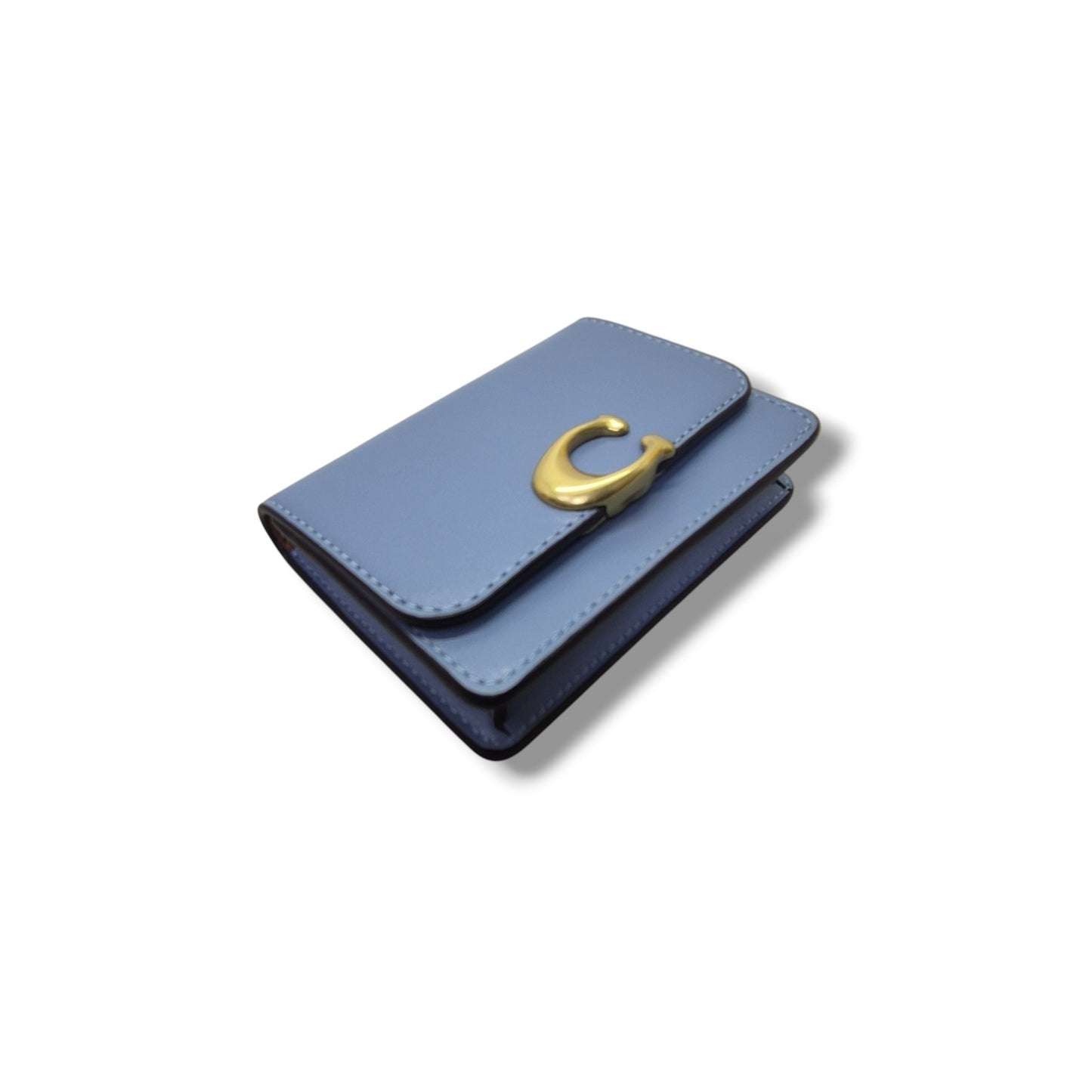 Coach Bandit Leather Card Case Leather Ghw (Blue)