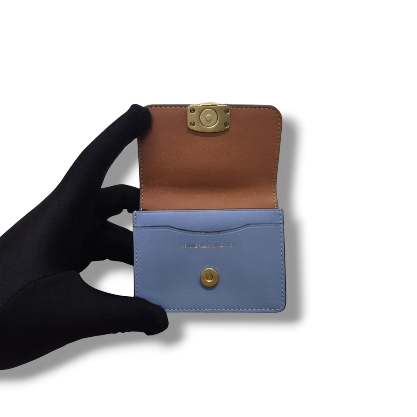 Coach Bandit Leather Card Case Leather Ghw (Blue)
