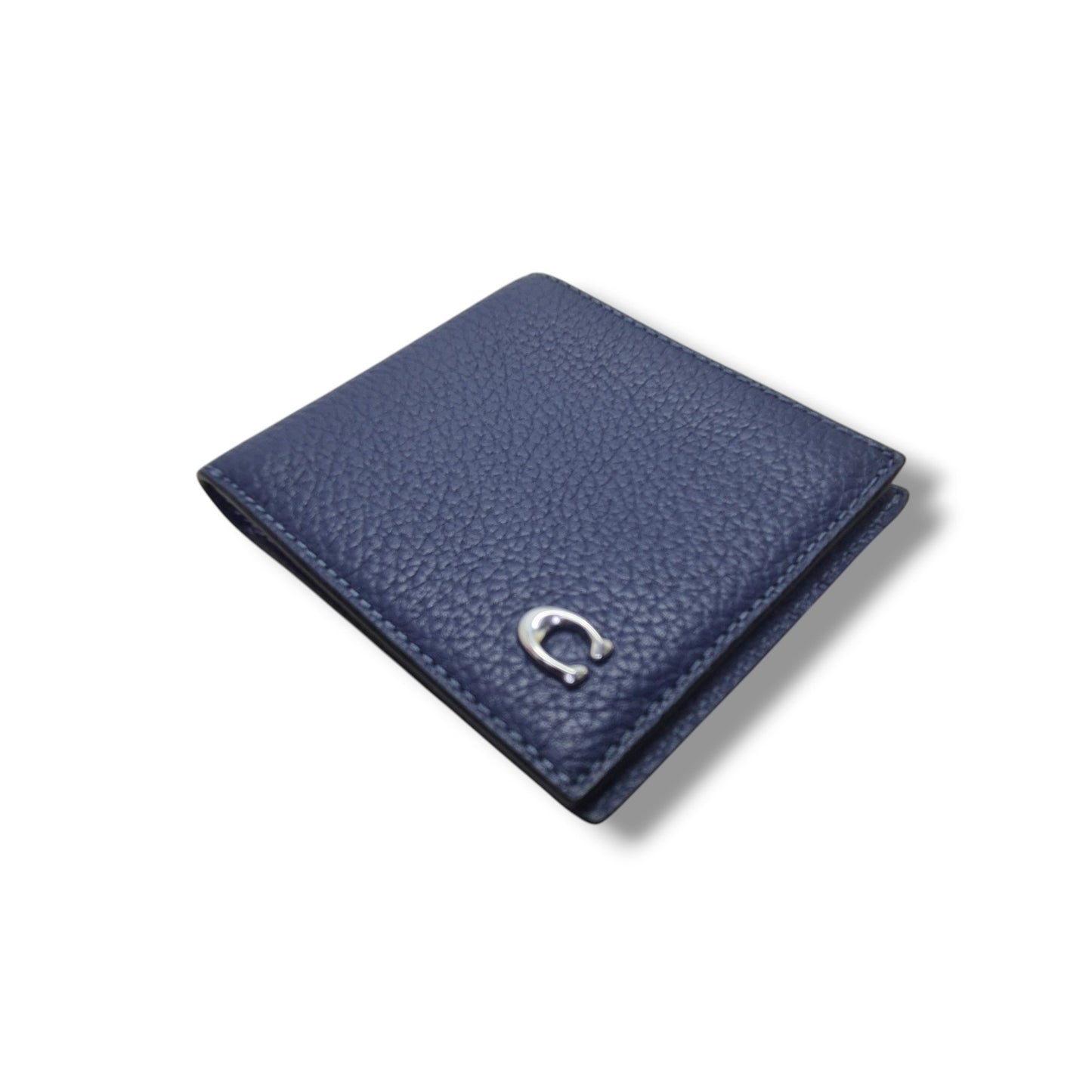 Coach Bifold Wallet With Chain Pebbled Leather Shw (Blue)