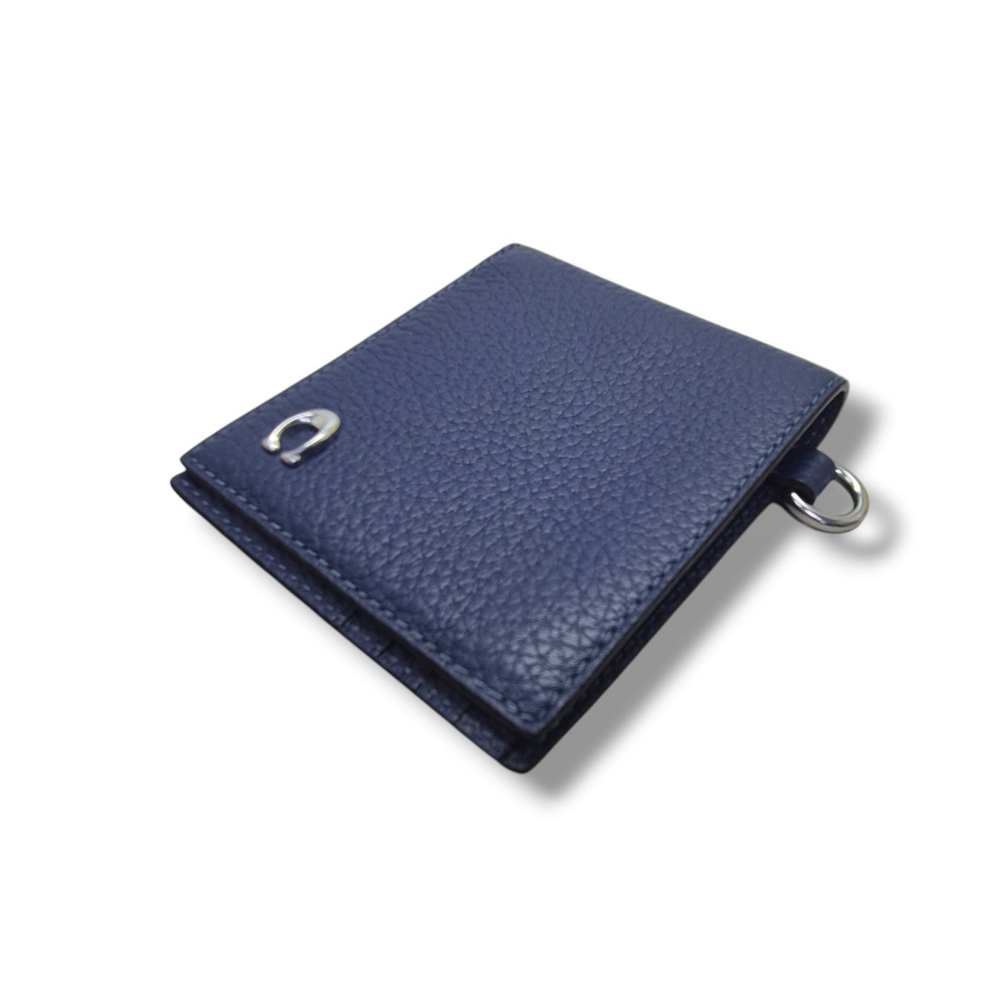 Coach Bifold Wallet With Chain Pebbled Leather Shw (Blue)