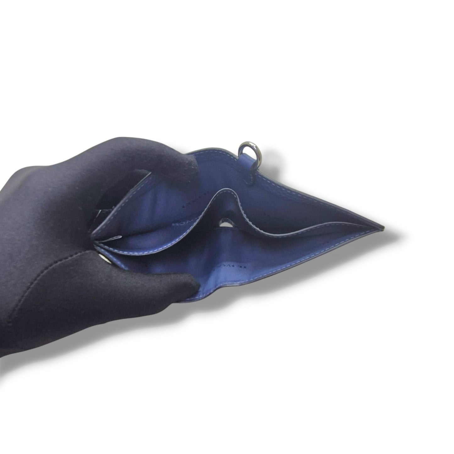 Coach Bifold Wallet With Chain Pebbled Leather Shw (Blue)