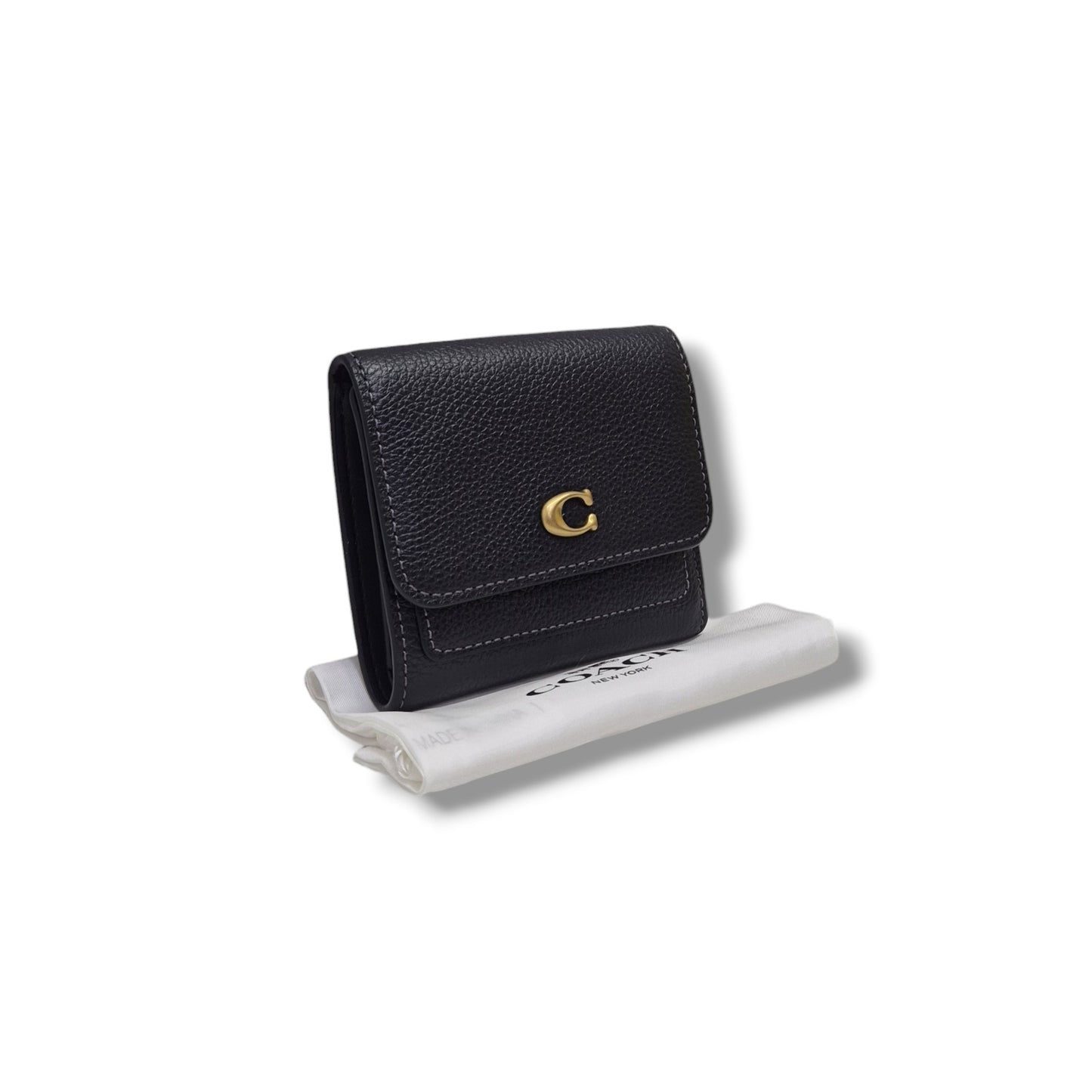 Coach Mila Small Flap Wallet Ghw (Black)