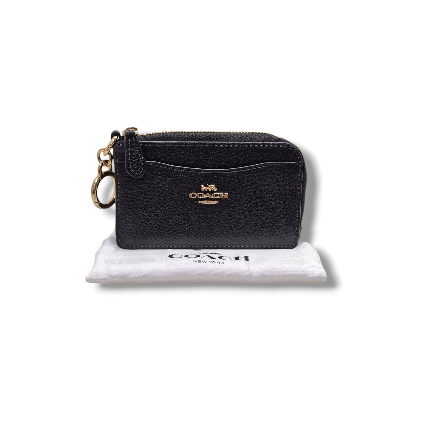 Coach Multifunction Leather Card Case Ghw (Black)