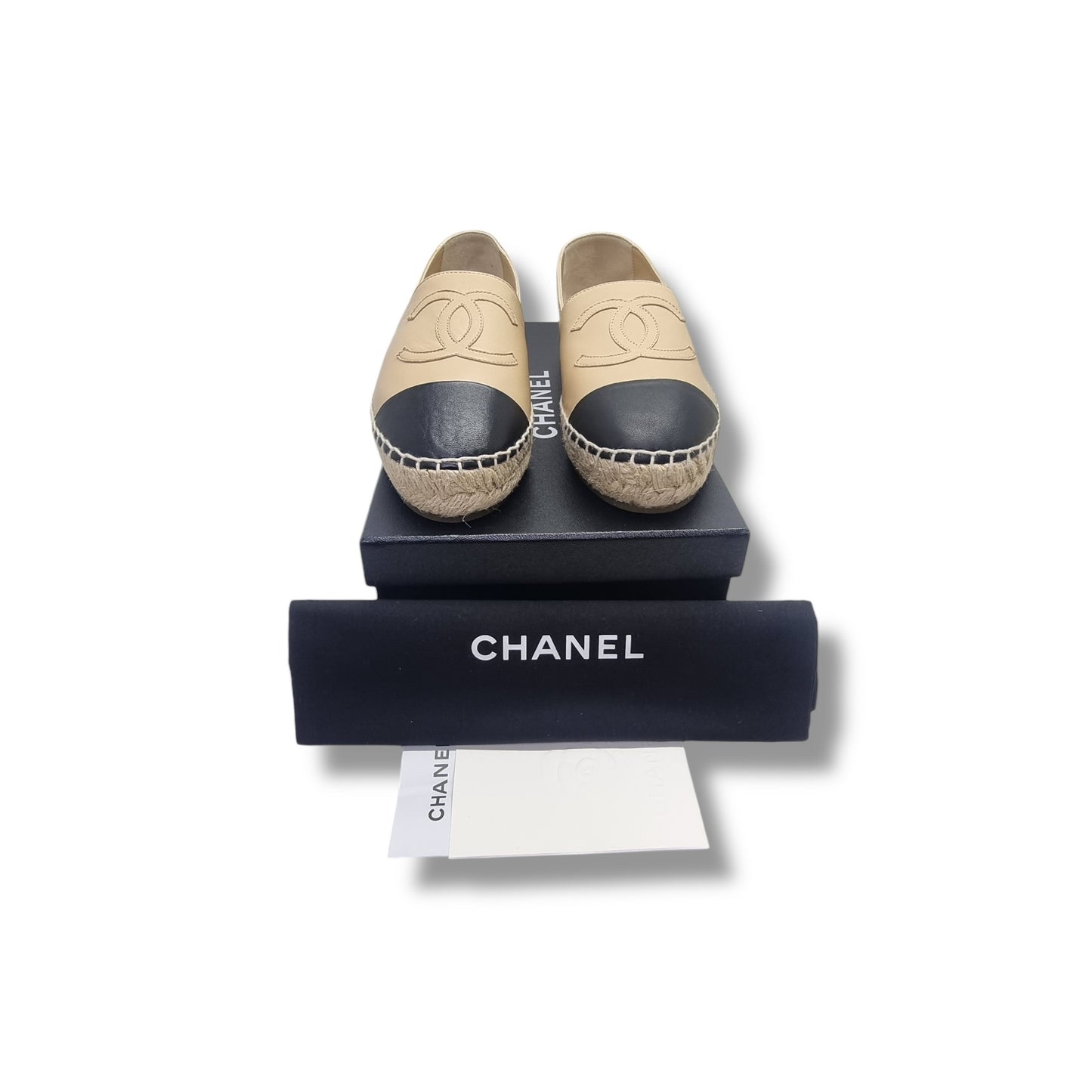 Chanel Espadrilles Lambskin Leather (Beige/Black)