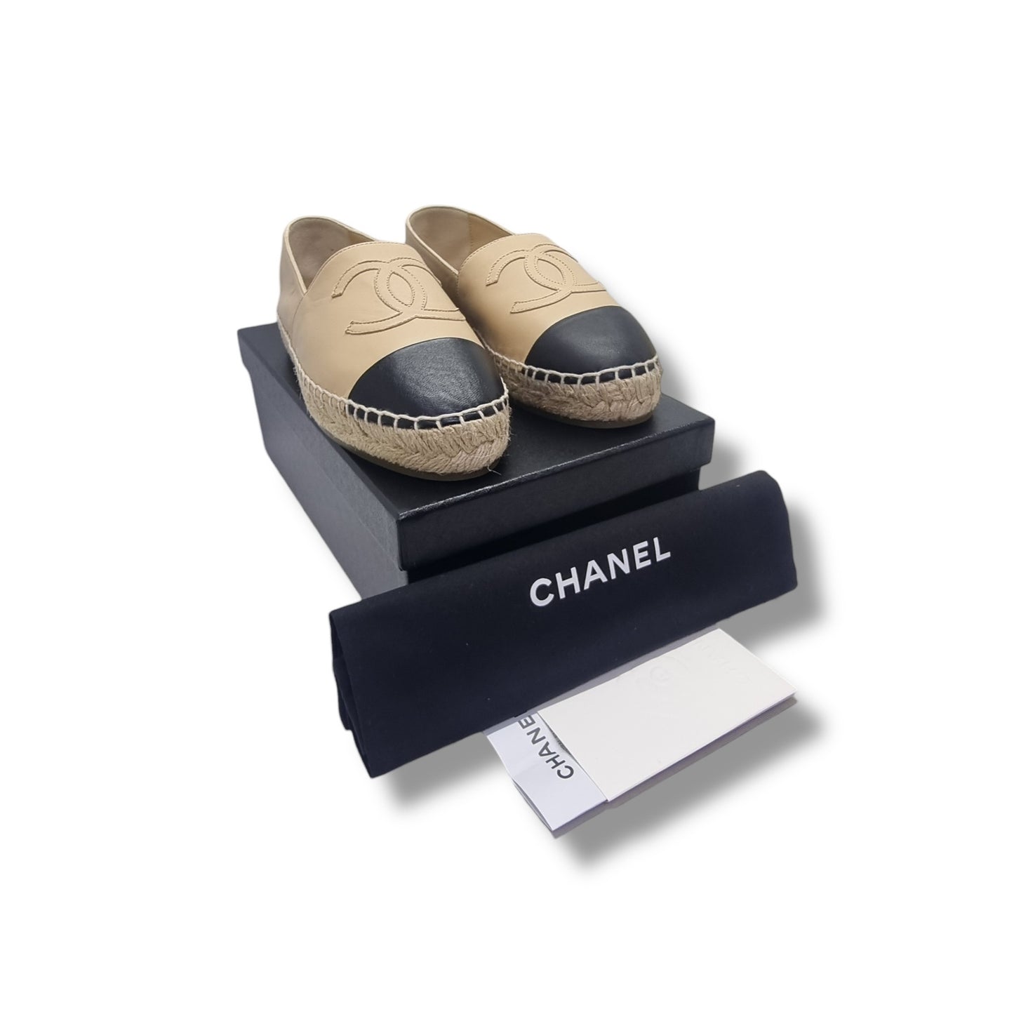 Chanel Espadrilles Lambskin Leather (Beige/Black)
