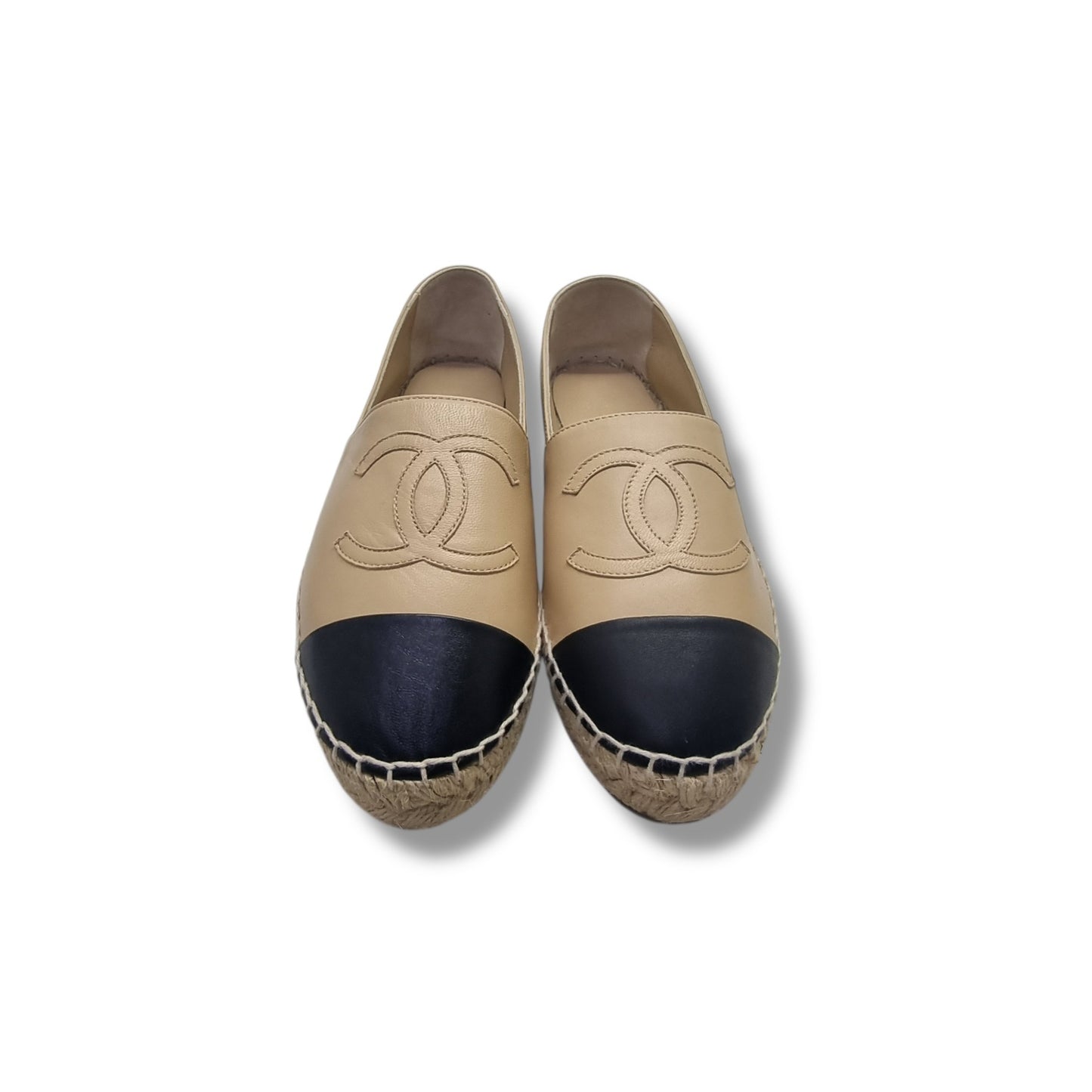Chanel Espadrilles Lambskin Leather (Beige/Black)