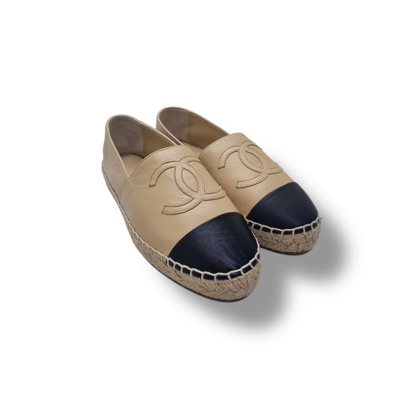 Chanel Espadrilles Lambskin Leather (Beige/Black)