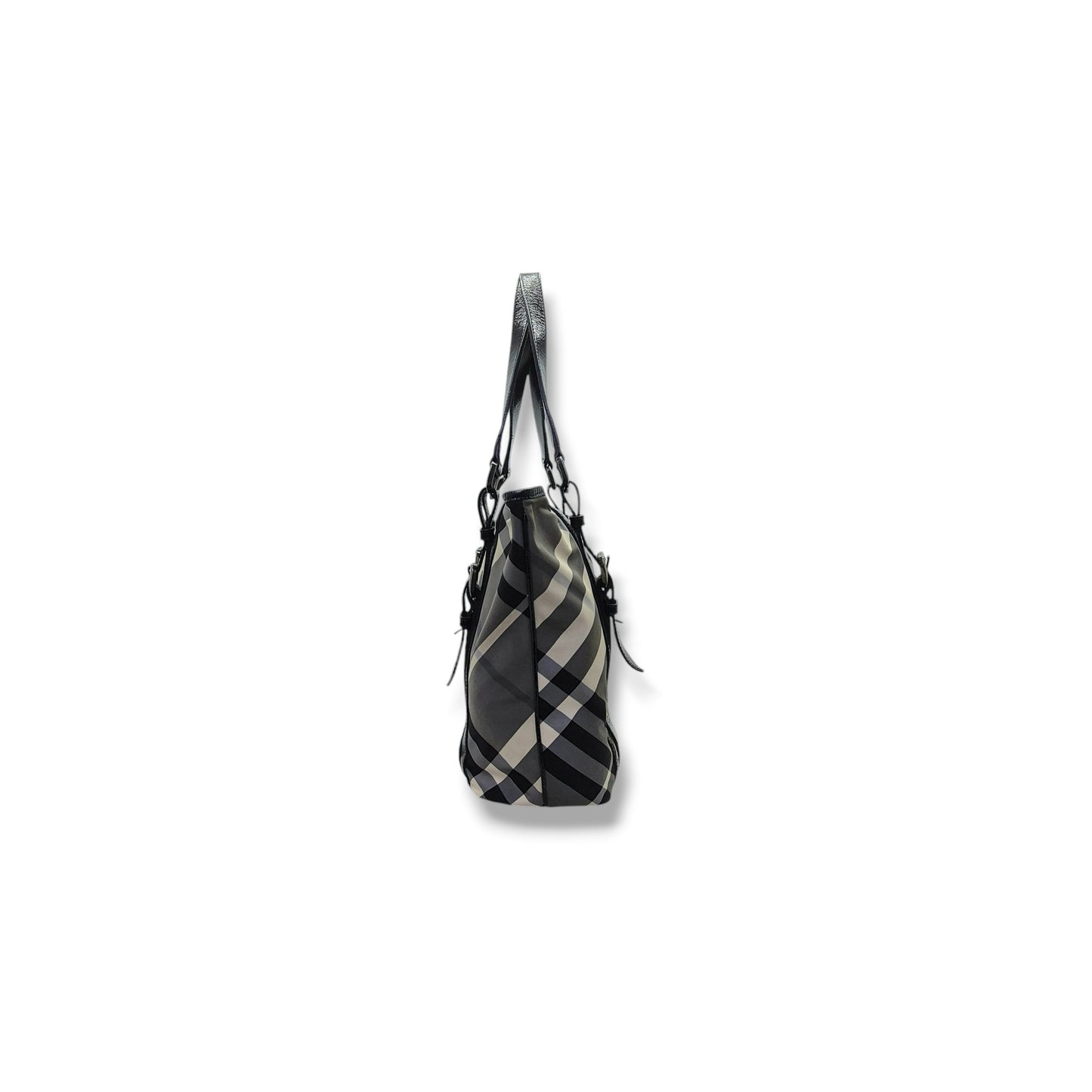 Burberry Victoria Nylon Beat Check Document Bag Gunmetal Hw (Black)