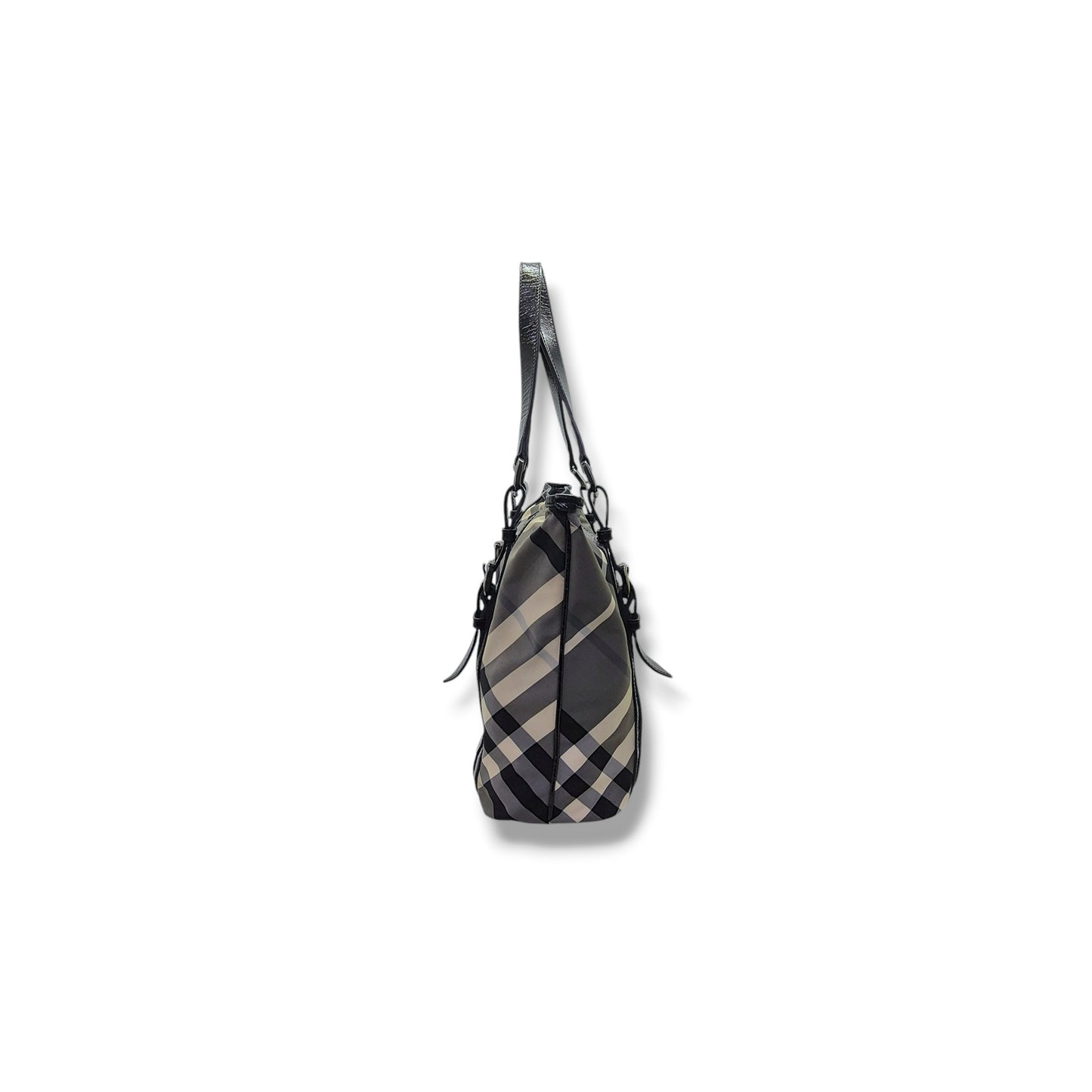 Burberry Victoria Nylon Beat Check Document Bag Gunmetal Hw (Black)
