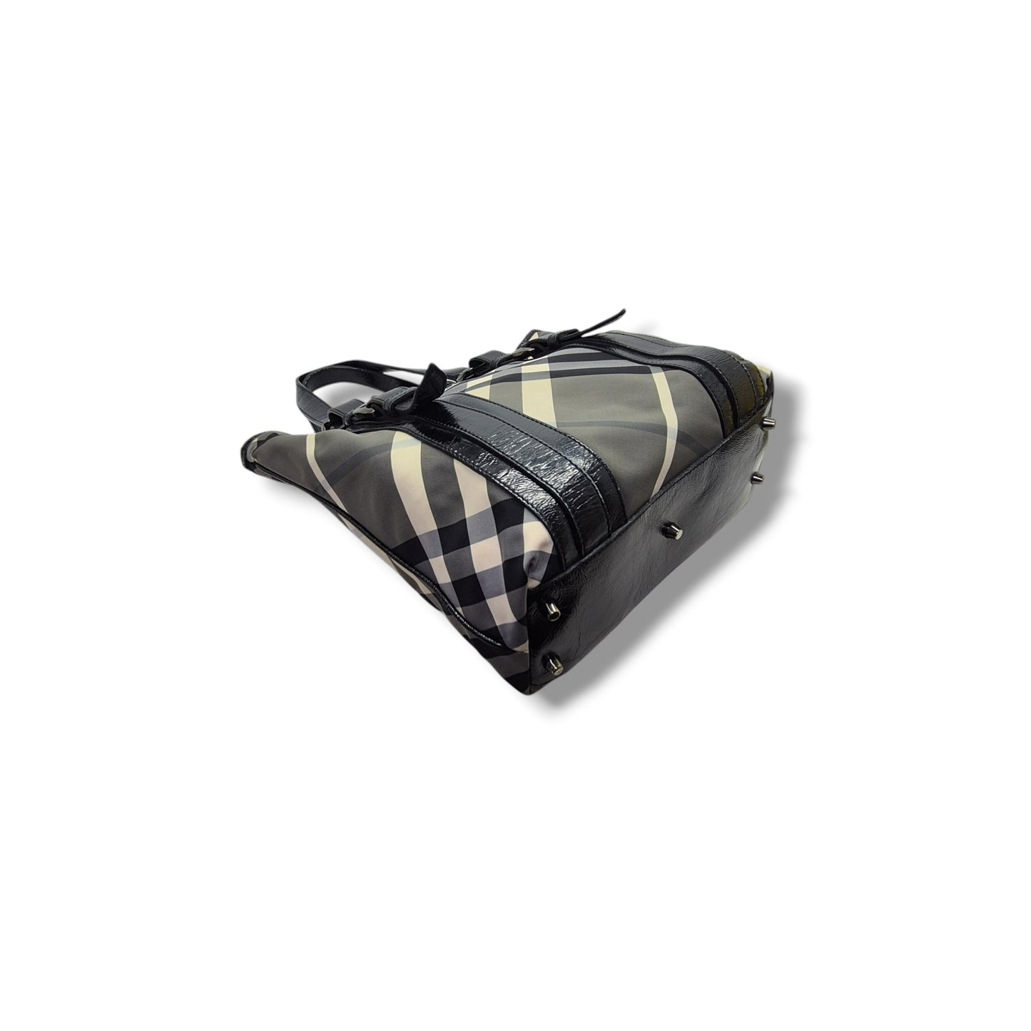 Burberry Victoria Nylon Beat Check Document Bag Gunmetal Hw (Black)
