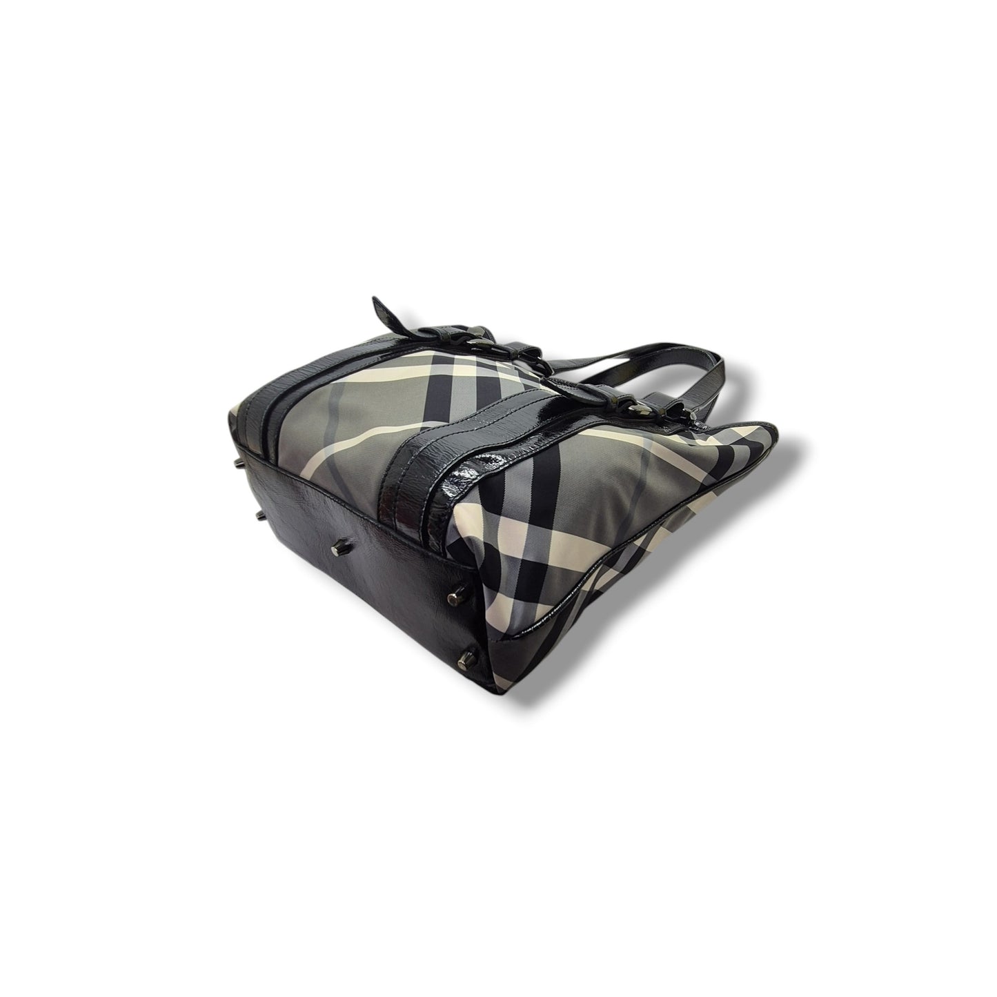 Burberry Victoria Nylon Beat Check Document Bag Gunmetal Hw (Black)