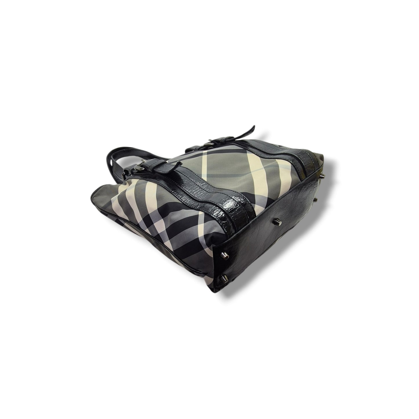 Burberry Victoria Nylon Beat Check Document Bag Gunmetal Hw (Black)
