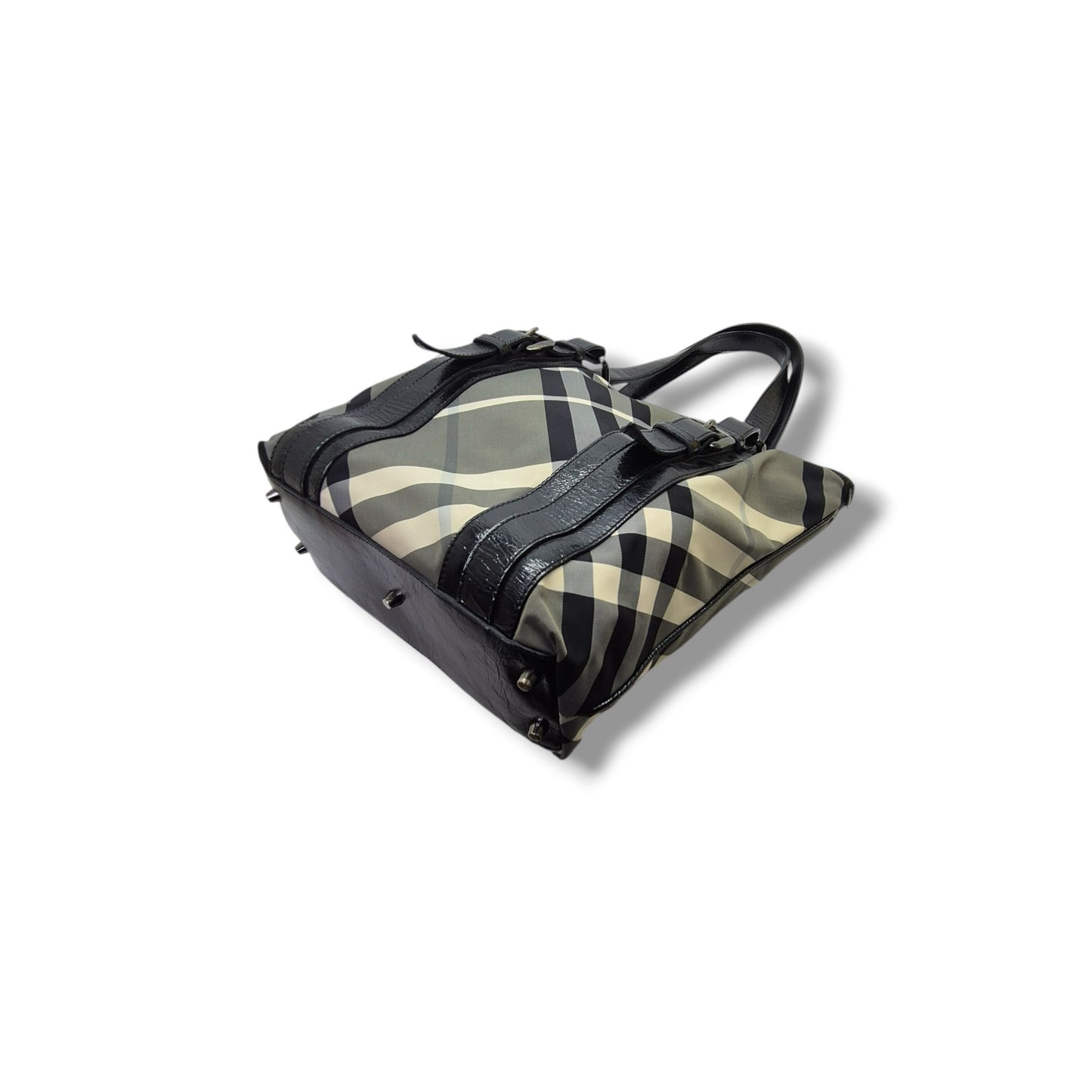 Burberry Victoria Nylon Beat Check Document Bag Gunmetal Hw (Black)